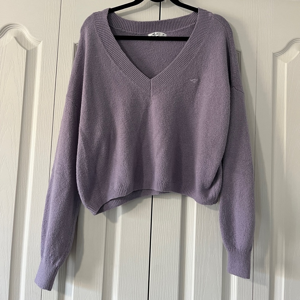 purple hollister v neck sweater